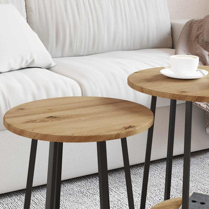 Side Table Set 2 pcs Artisan Oak and Black 50 x 50 x 51 cm