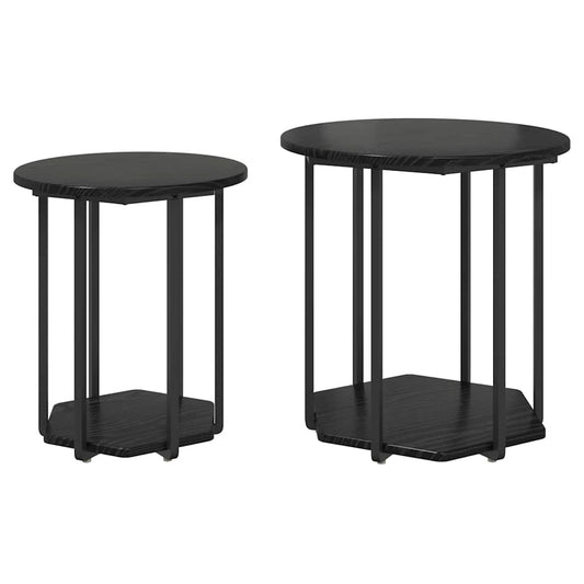 Side Table Set 2 pcs Black Oak 50 x 50 x 50.5 cm
