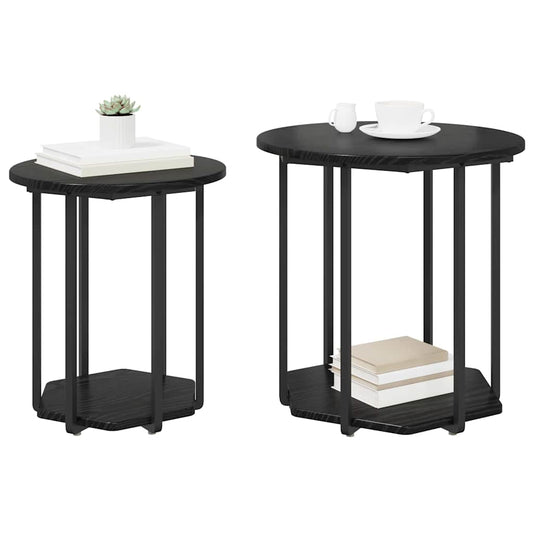 Side Table Set 2 pcs Black Oak 50 x 50 x 50.5 cm