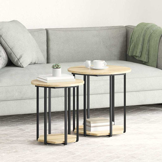 Side Table Set 2 pcs Brown 50 x 50 x 50.5 cm