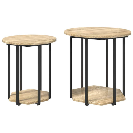 Side Table Set 2 pcs Brown 50 x 50 x 50.5 cm