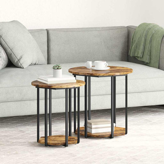 Side Table Set 2 pcs Brown 50 x 50 x 50.5 cm