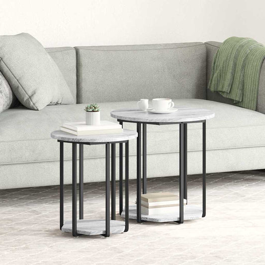 Side Table Set 2 pcs Grey 50 x 50 x 50.5 cm