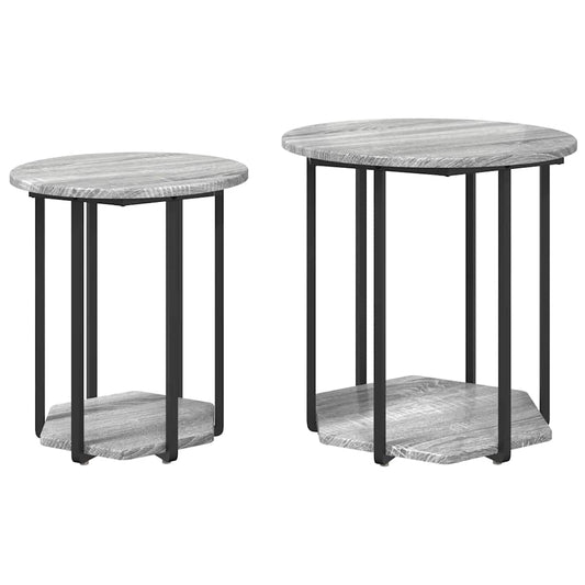 Side Table Set 2 pcs Grey 50 x 50 x 50.5 cm