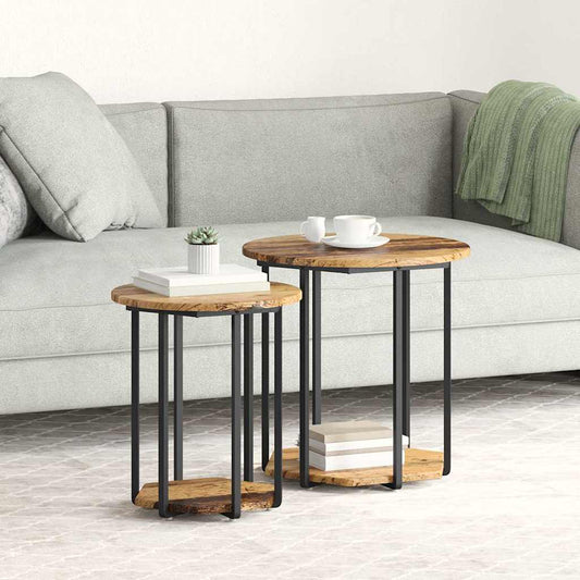 Side Table Set 2 pcs Brown 50 x 50 x 50.5 cm