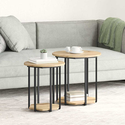 Side Table Set 2 pcs Brown 50 x 50 x 50.5 cm