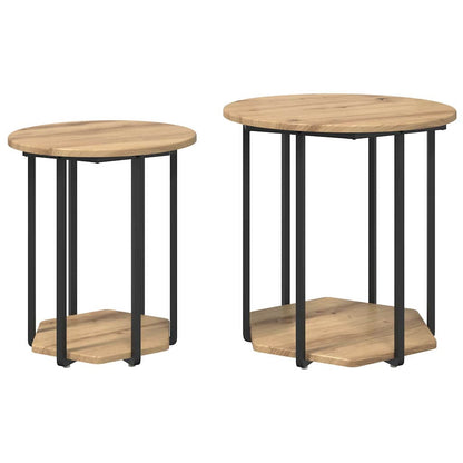 Side Table Set 2 pcs Brown 50 x 50 x 50.5 cm