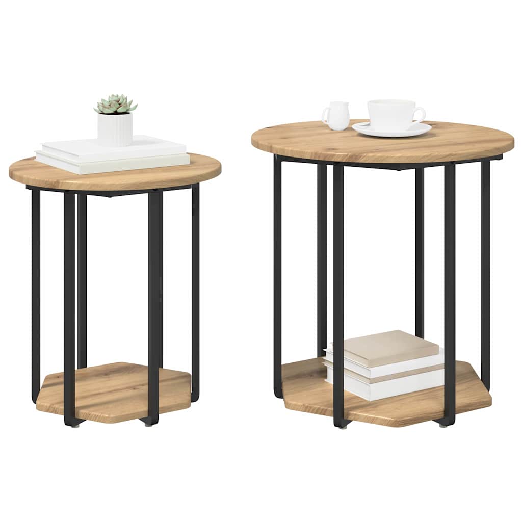 Side Table Set 2 pcs Brown 50 x 50 x 50.5 cm