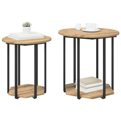 Side Table Set 2 pcs Brown 50 x 50 x 50.5 cm
