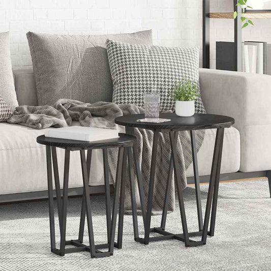 Side Table Set 2 pcs Black Oak 50 x 50 x 50.5 cm