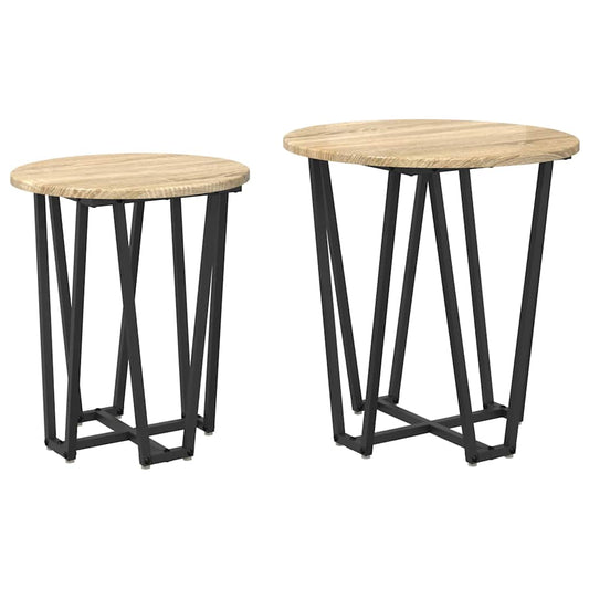 Side Table Set 2 pcs Sonoma Oak and Black 50 x 50 x 50.5 cm