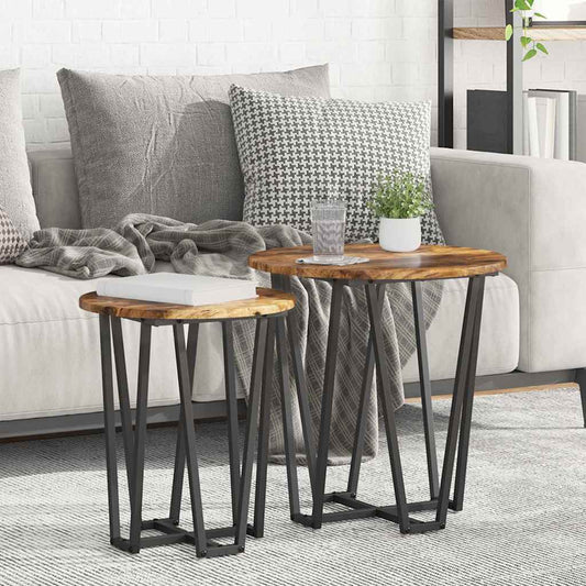 Side Table Set 2 pcs Smoked Oak and Black 50 x 50 x 50.5 cm