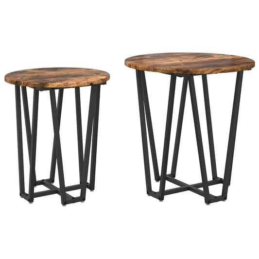 Side Table Set 2 pcs Smoked Oak and Black 50 x 50 x 50.5 cm