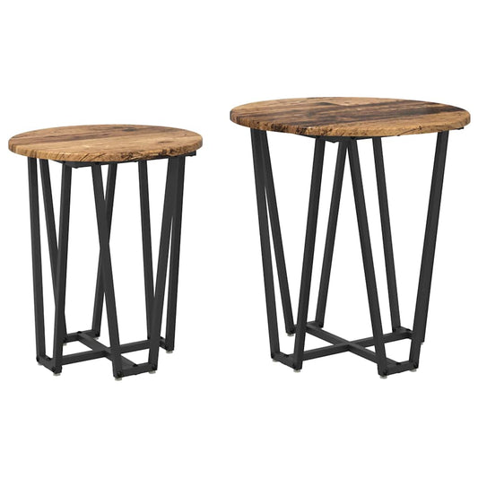 Side Table Set 2 pcs Old Wood and Black 50 x 50 x 50.5 cm