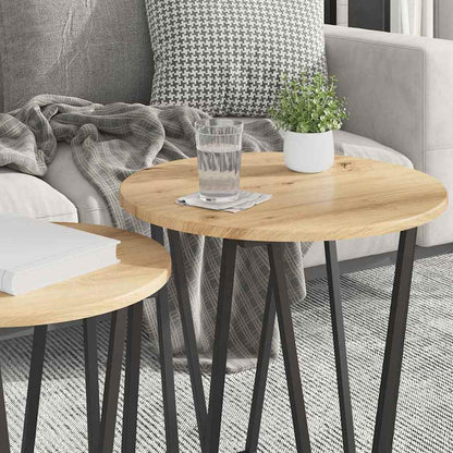 Side Table Set 2 pcs Artisan Oak and Black 50 x 50 x 50.5 cm