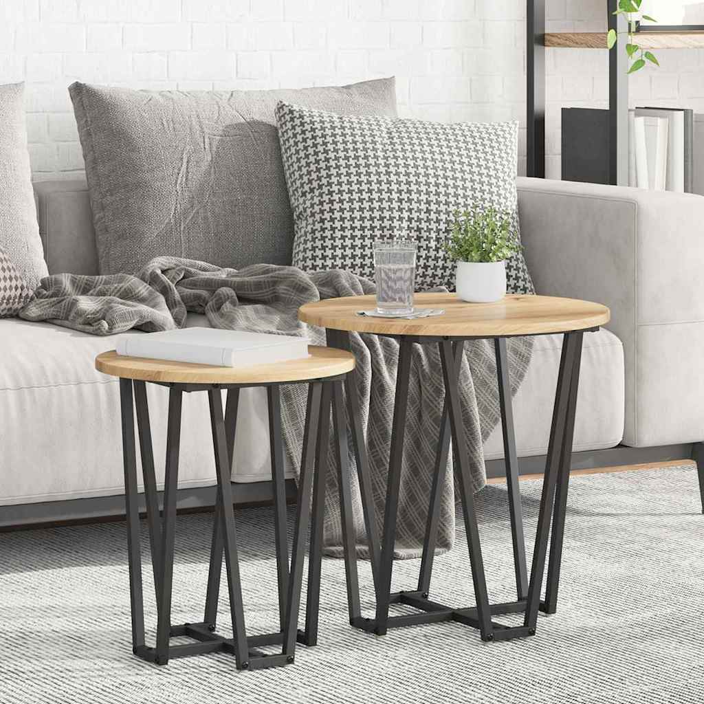 Side Table Set 2 pcs Artisan Oak and Black 50 x 50 x 50.5 cm