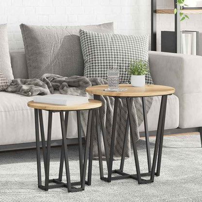 Side Table Set 2 pcs Artisan Oak and Black 50 x 50 x 50.5 cm