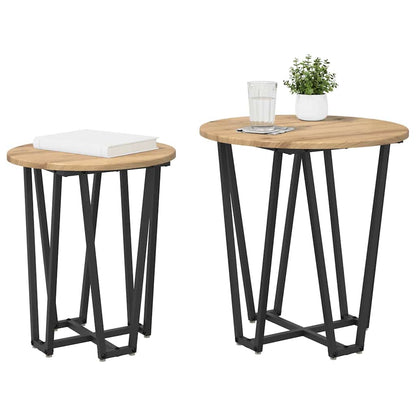 Side Table Set 2 pcs Artisan Oak and Black 50 x 50 x 50.5 cm