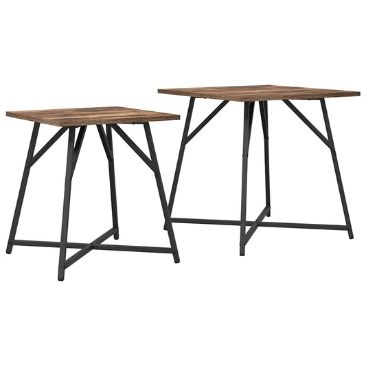 Side Table Set 2 pcs Smoked Oak and Black 50 x 50 x 50 cm