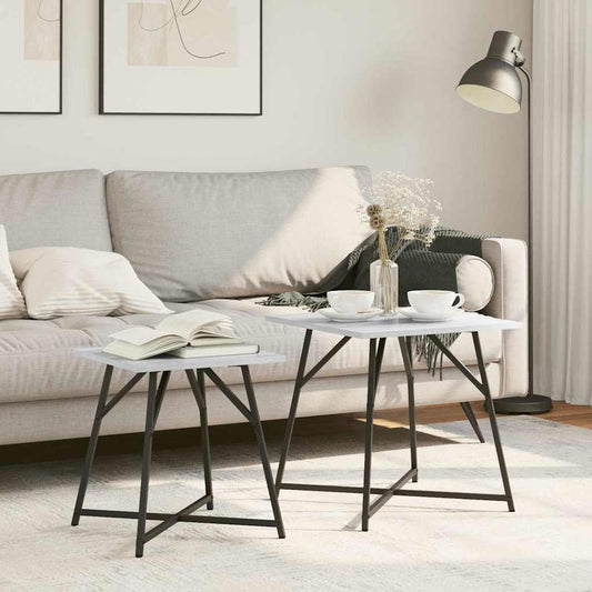 Side Table Set 2 pcs Grey Sonoma and Black 50 x 50 x 50 cm