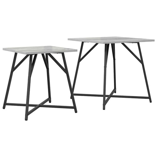 Side Table Set 2 pcs Grey Sonoma and Black 50 x 50 x 50 cm