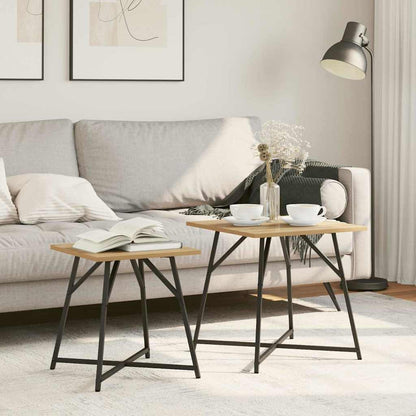 Side Table Set 2 pcs Artisan Oak and Black 50 x 50 x 50 cm