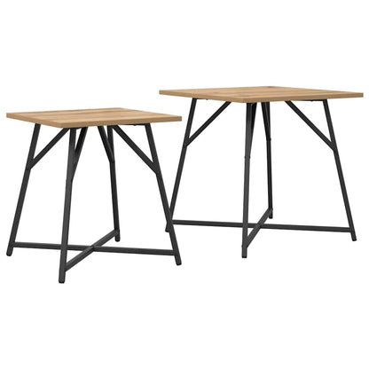 Side Table Set 2 pcs Artisan Oak and Black 50 x 50 x 50 cm