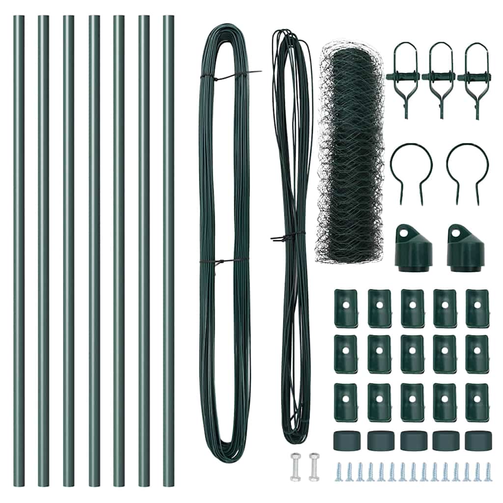 Hexagonal Fence Ground Fix 10 x 0.4 m PVC-Coated Steel Green