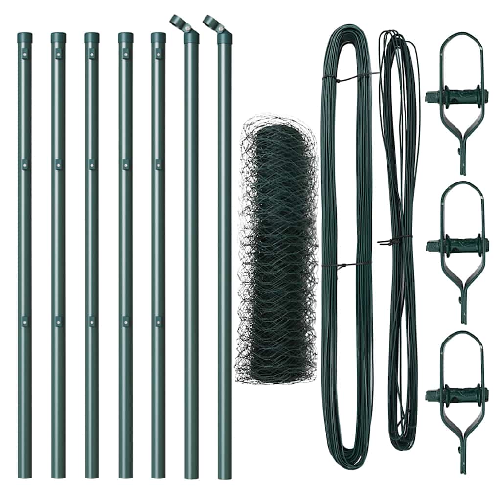 Hexagonal Fence Ground Fix 10 x 0.5 m PVC-Coated Steel Green