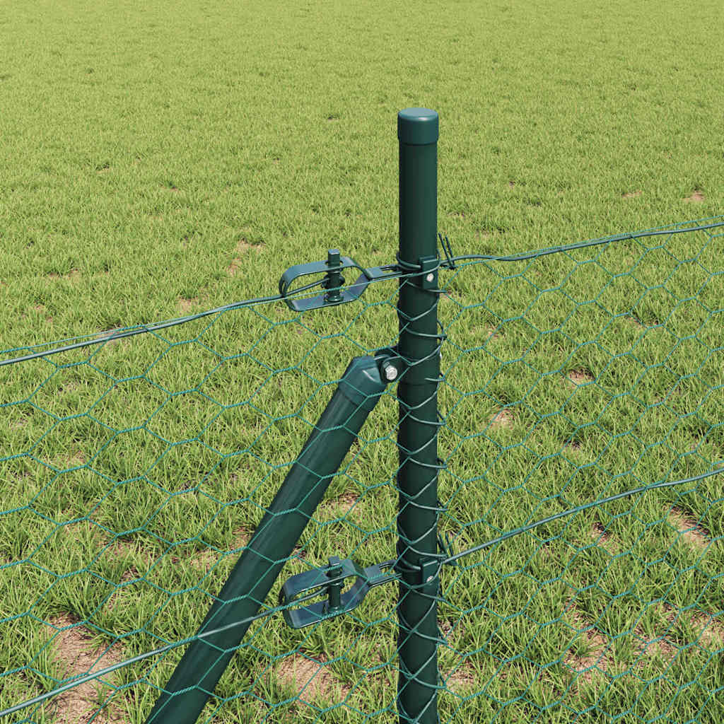 Hexagonal Fence Ground Fix 10 x 0.8 m PVC-Coated Steel Green