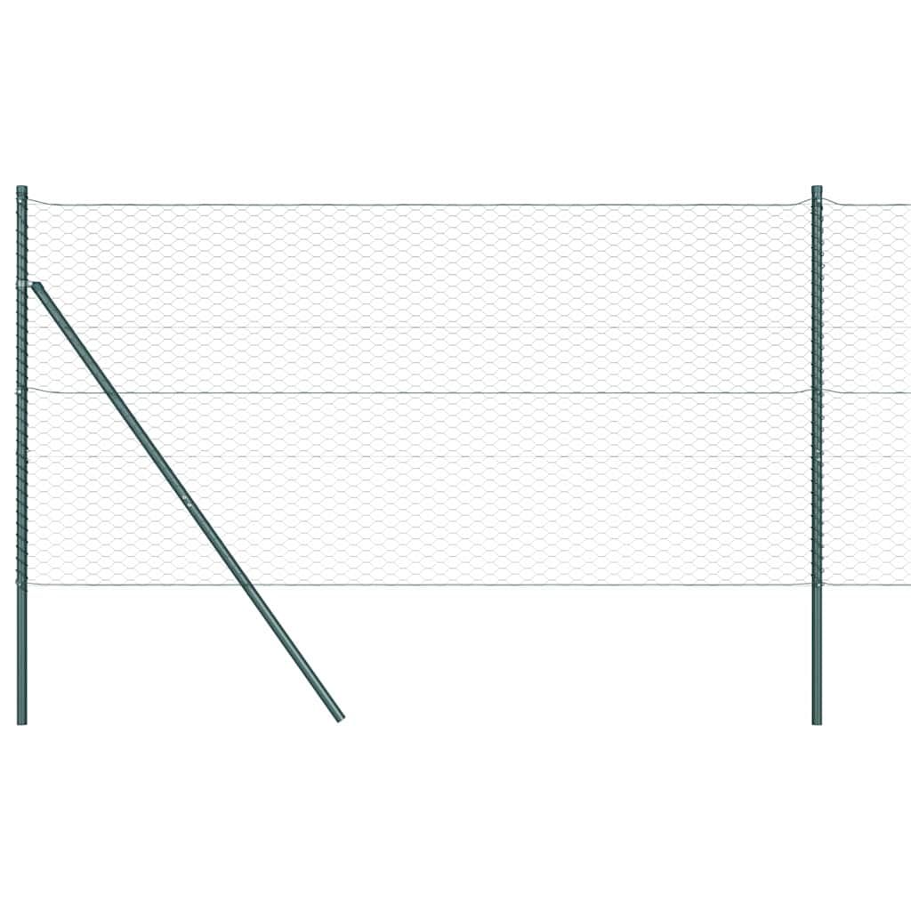 Hexagonal Fence Ground Fix 10 x 1 m PVC-Coated Steel Green Mesh