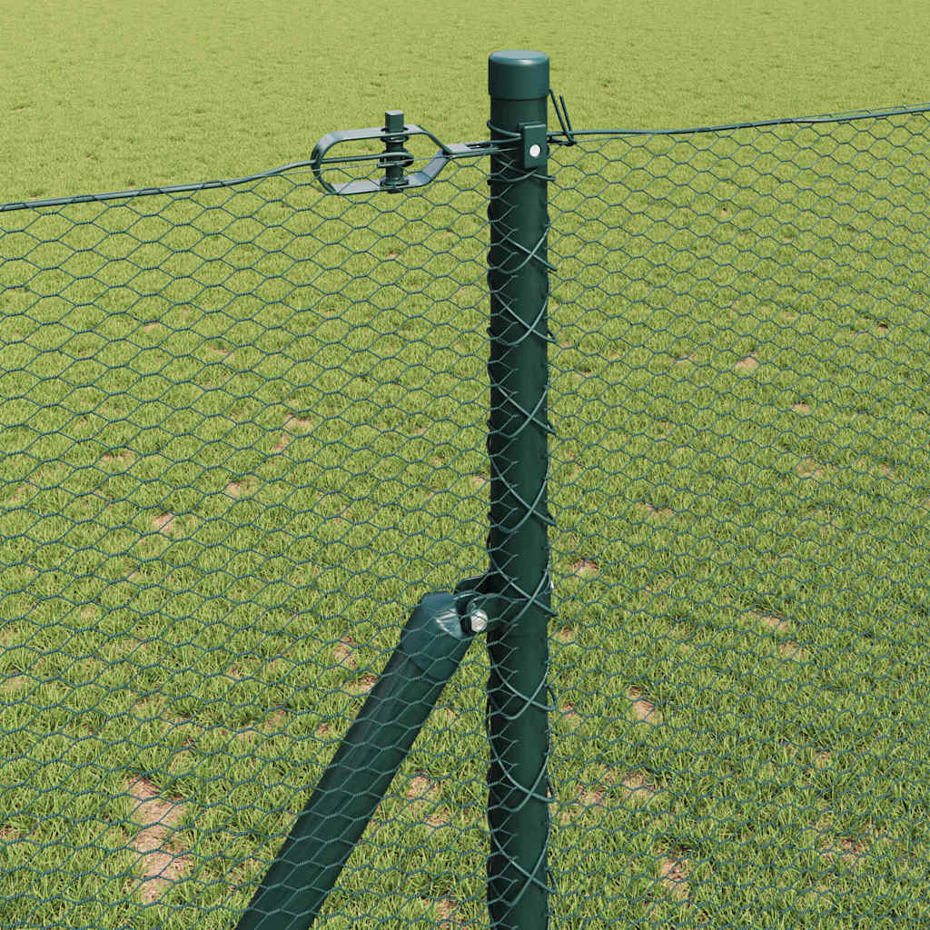 Hexagonal Fence Ground Fix 10 x 1.2 m PVC-Coated Steel Green