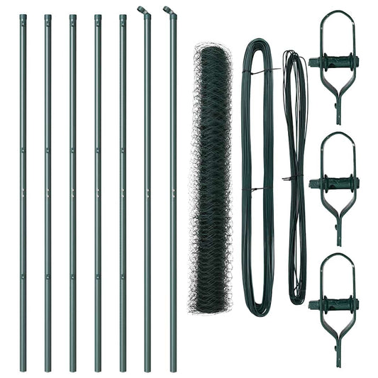 Hexagonal Fence Ground Fix 10 x 1.2 m PVC-Coated Steel Green