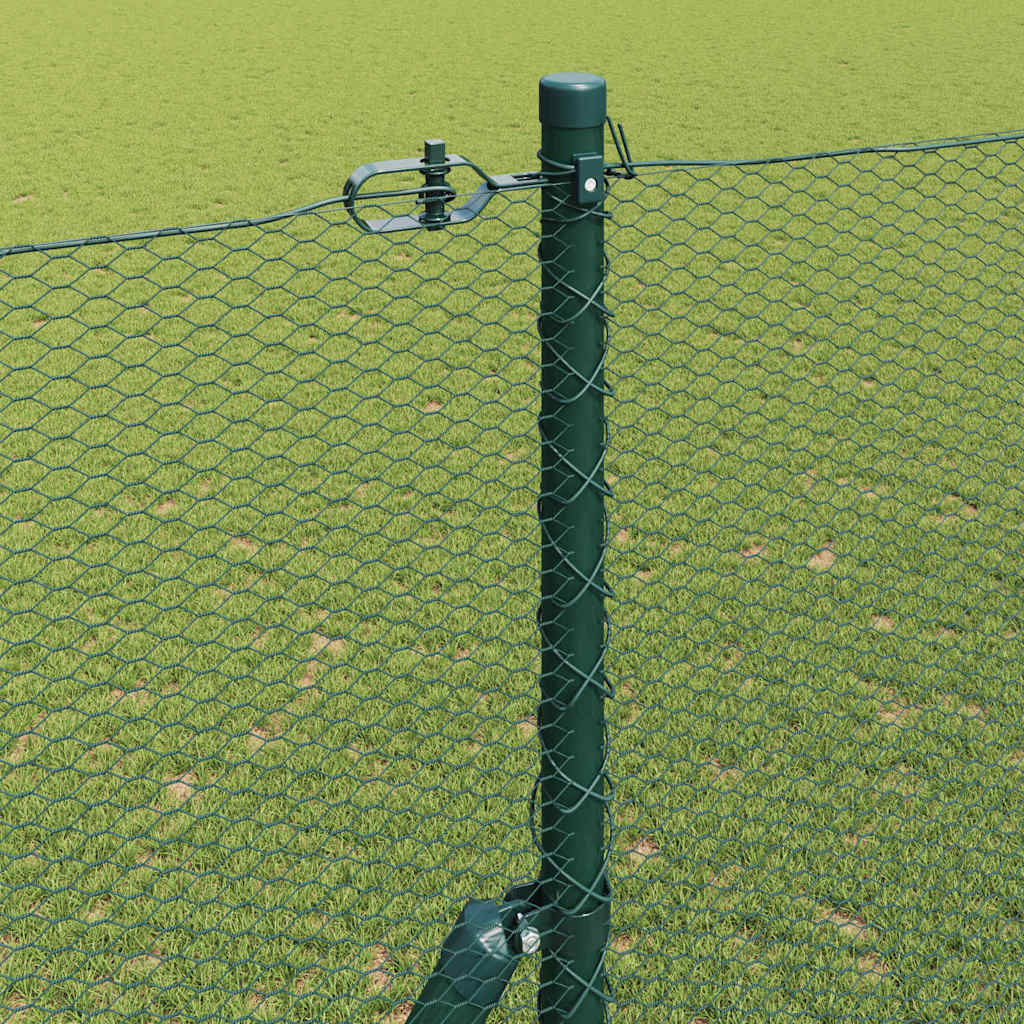 Hexagonal Fence Ground Fix 10 x 1.5 m PVC-Coated Steel Green