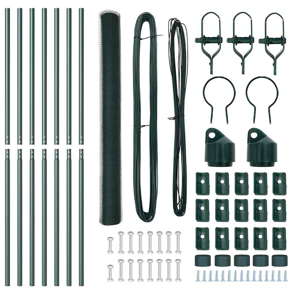 Hexagonal Fence Ground Fix 10 x 1.6 m PVC-Coated Steel Green