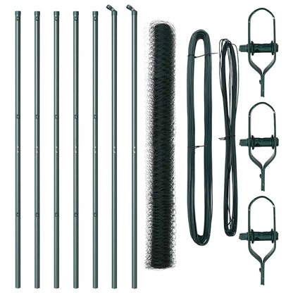 Hexagonal Fence Ground Fix 10 x 1.6 m PVC-Coated Steel Green