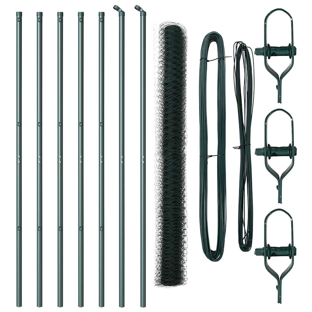 Hexagonal Fence Ground Fix 10 x 1.6 m PVC-Coated Steel Green