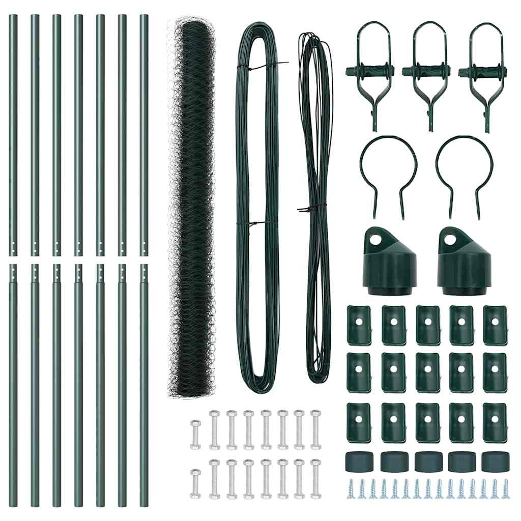 Hexagonal Fence Ground Fix 10 x 1.6 m PVC-Coated Steel Green