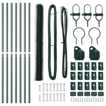 Hexagonal Fence Ground Fix 10 x 1.6 m PVC-Coated Steel Green