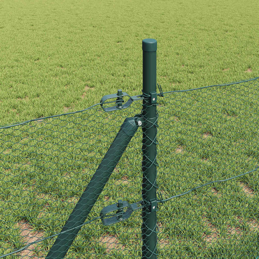 Hexagonal Fence Ground Fix 25 x 0.4 m PVC-Coated Steel Green
