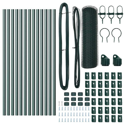 Hexagonal Fence Ground Fix 25 x 0.6 m PVC-Coated Steel Green