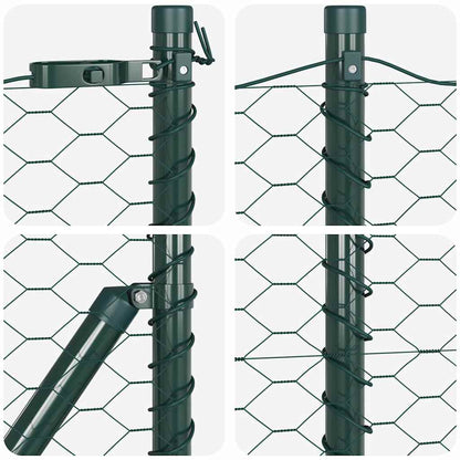 Hexagonal Fence Ground Fix 25 x 0.6 m PVC-Coated Steel Green