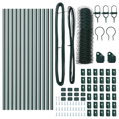 Hexagonal Fence Ground Fix 25 x 0.6 m PVC-Coated Steel Green