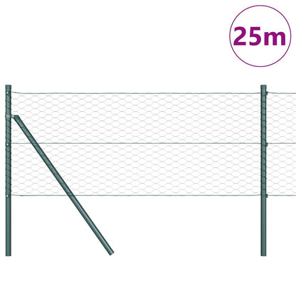 Hexagonal Fence Ground Fix 25 x 0.6 m PVC-Coated Steel Green