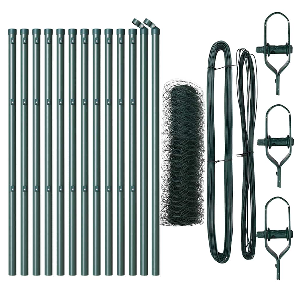 Hexagonal Fence Ground Fix 25 x 0.6 m PVC-Coated Steel Green