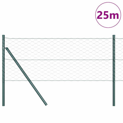 Hexagonal Fence Ground Fix 25 x 0.6 m PVC-Coated Steel Green