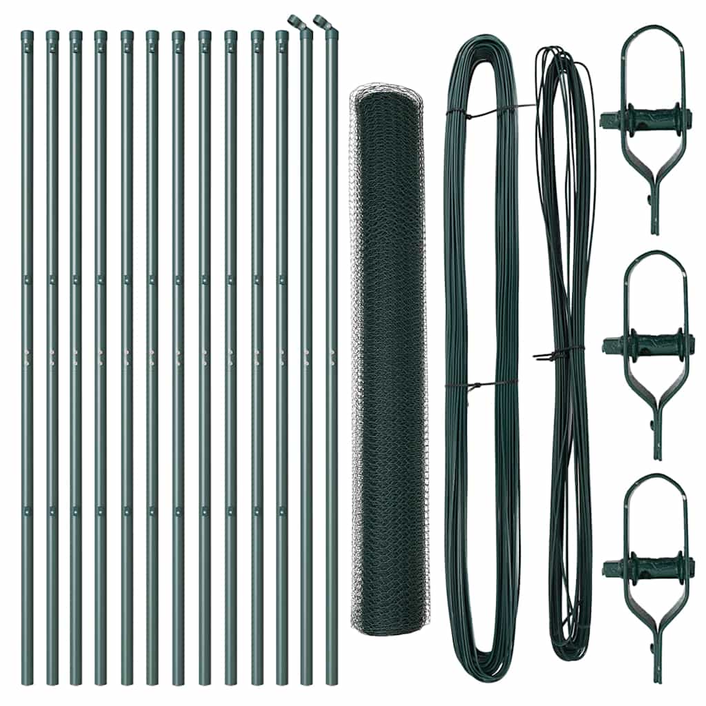Hexagonal Fence Ground Fix 25 x 1 m PVC-Coated Steel Dark green