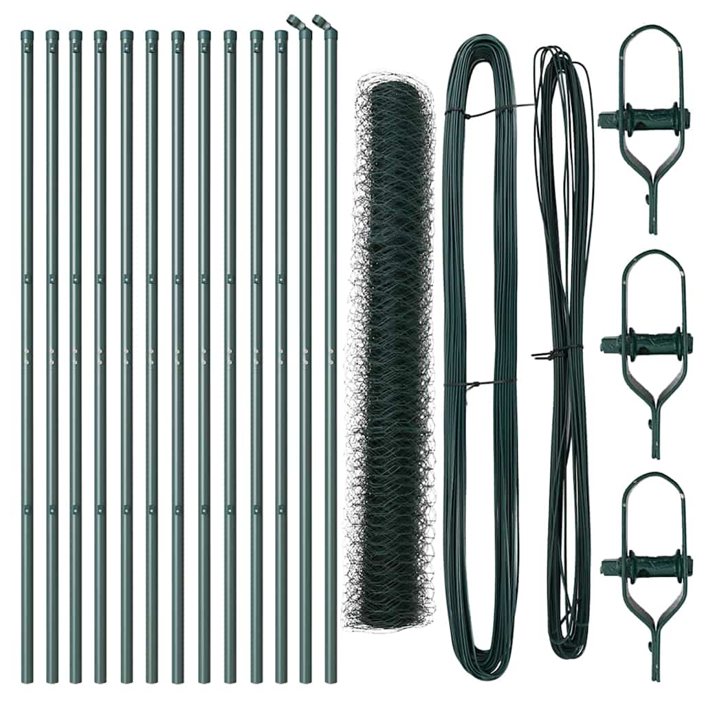 Hexagonal Fence Ground Fix 25 x 1.2 m PVC-Coated Steel Green