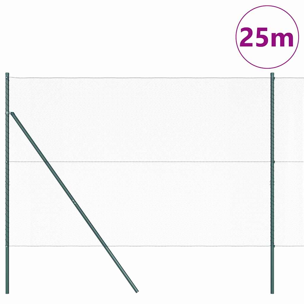 Hexagonal Fence Ground Fix 25 x 1.5 m PVC-Coated Steel Green