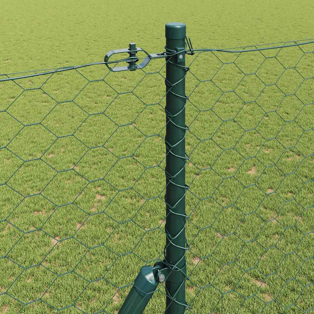 Hexagonal Fence Ground Fix 25 x 1.6 m PVC-Coated Steel Green